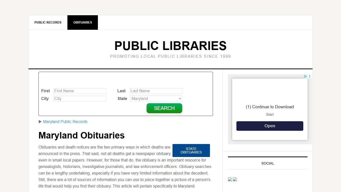 Maryland Obituaries